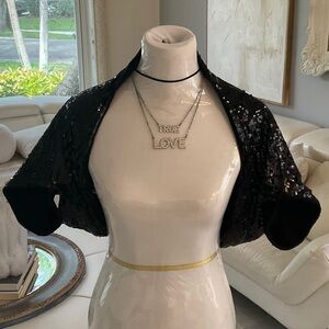INC Black Sequin Shrug, size M
